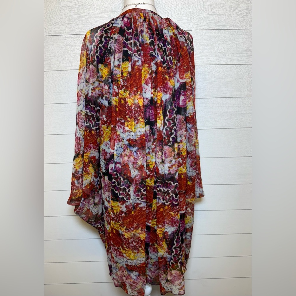 Diane Von Furstenberg Print Sheer Silk Mini Dress with Lining size 14 - Picture 2 of 11